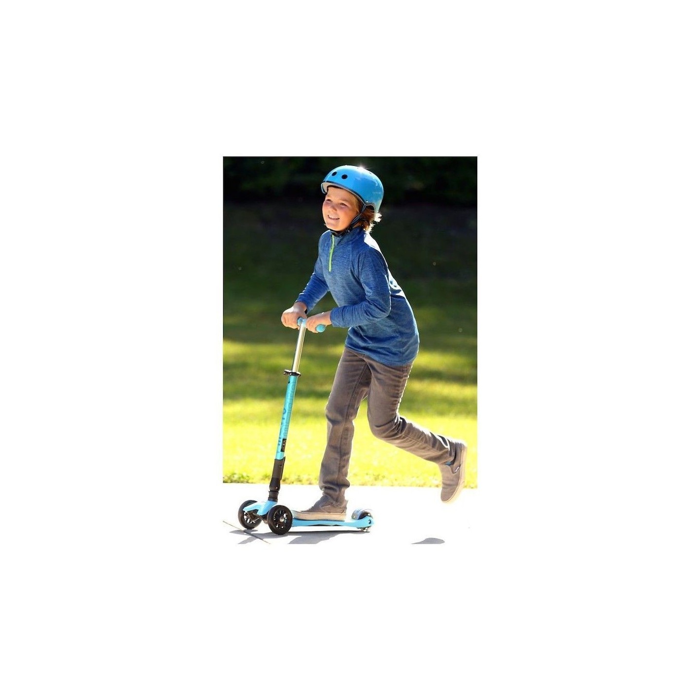 Patinete Maxi Micro Deluxe LED Plegable Azul