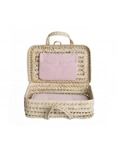 Maleta Mimbre para muñecas Bobble Rosa