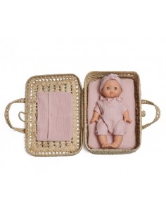 Maleta Mimbre para muñecas Bobble Rosa 2