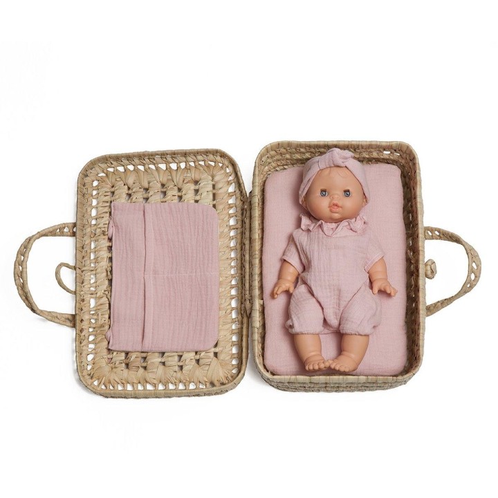 Maleta Mimbre para muñecas Bobble Rosa