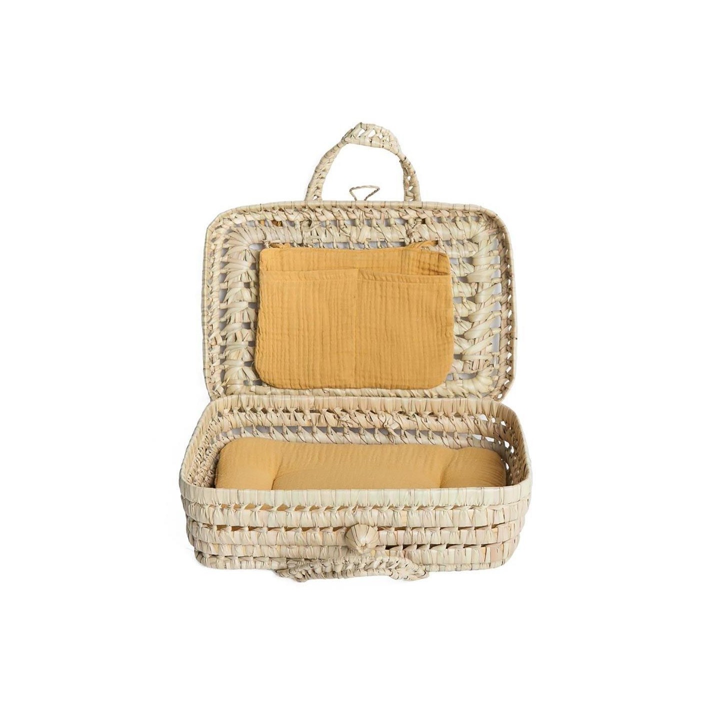 Maleta Mimbre para muñecas Bobble Mostaza