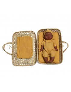 Maleta Mimbre para muñecas Bobble Mostaza 2