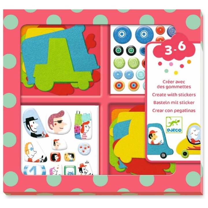 Crear con pegatinas - Coches