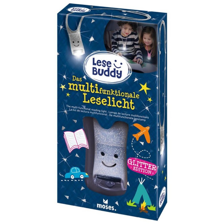 Linterna de lectura infantil Buddy Gris Purpurina