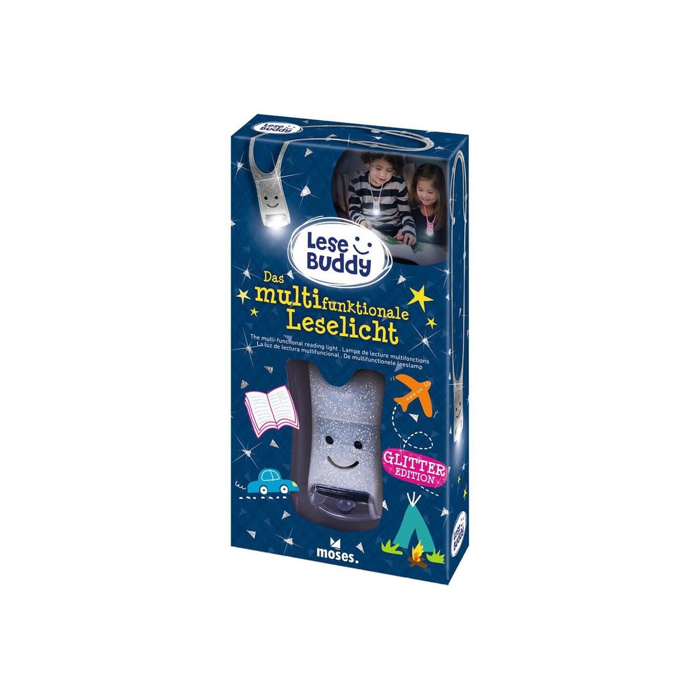 Linterna de lectura infantil Buddy Gris Purpurina