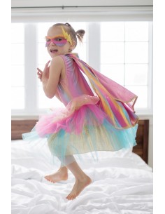 Disfraz Superheroína Oro/Rosa 4-6 Años