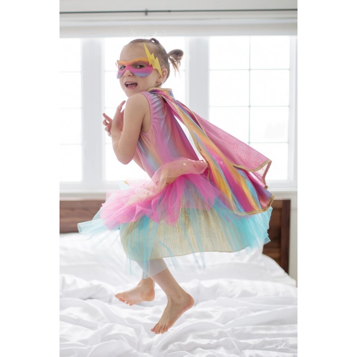 Disfraz Superheroína Oro/Rosa 4-6 Años
