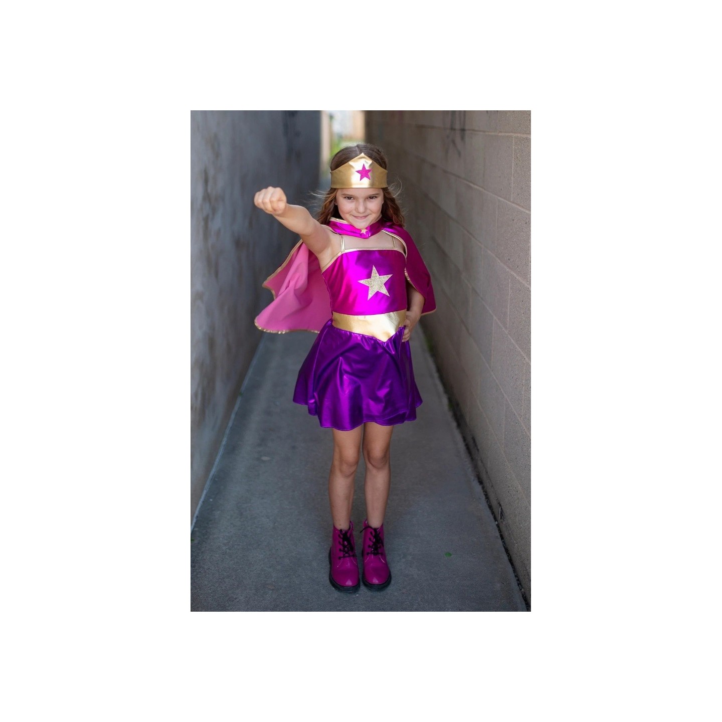 Conjunto Superheroina Magenta 5-6 Años