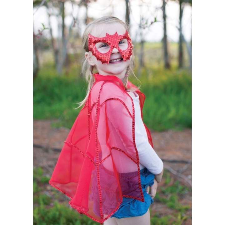Capa Roja con Máscara Murciélago 5-6 Años