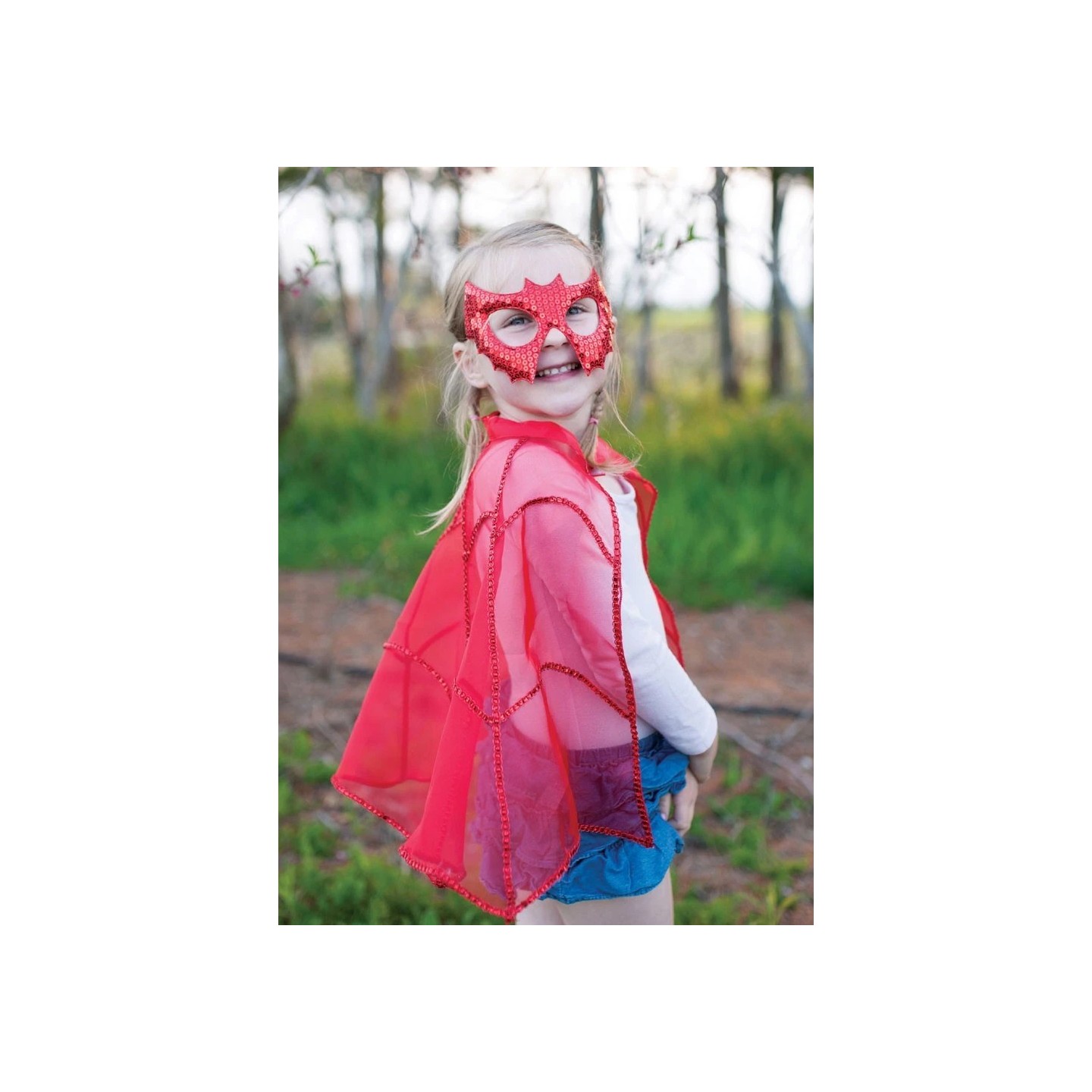 Capa Roja con Máscara Murciélago 5-6 Años