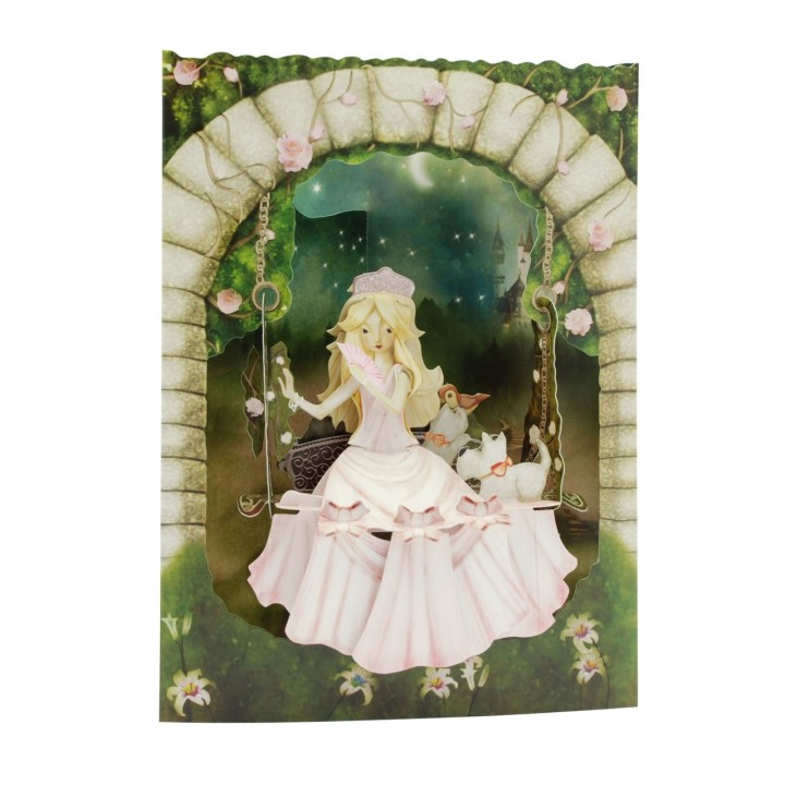 Postal 3D Princesa en columpio