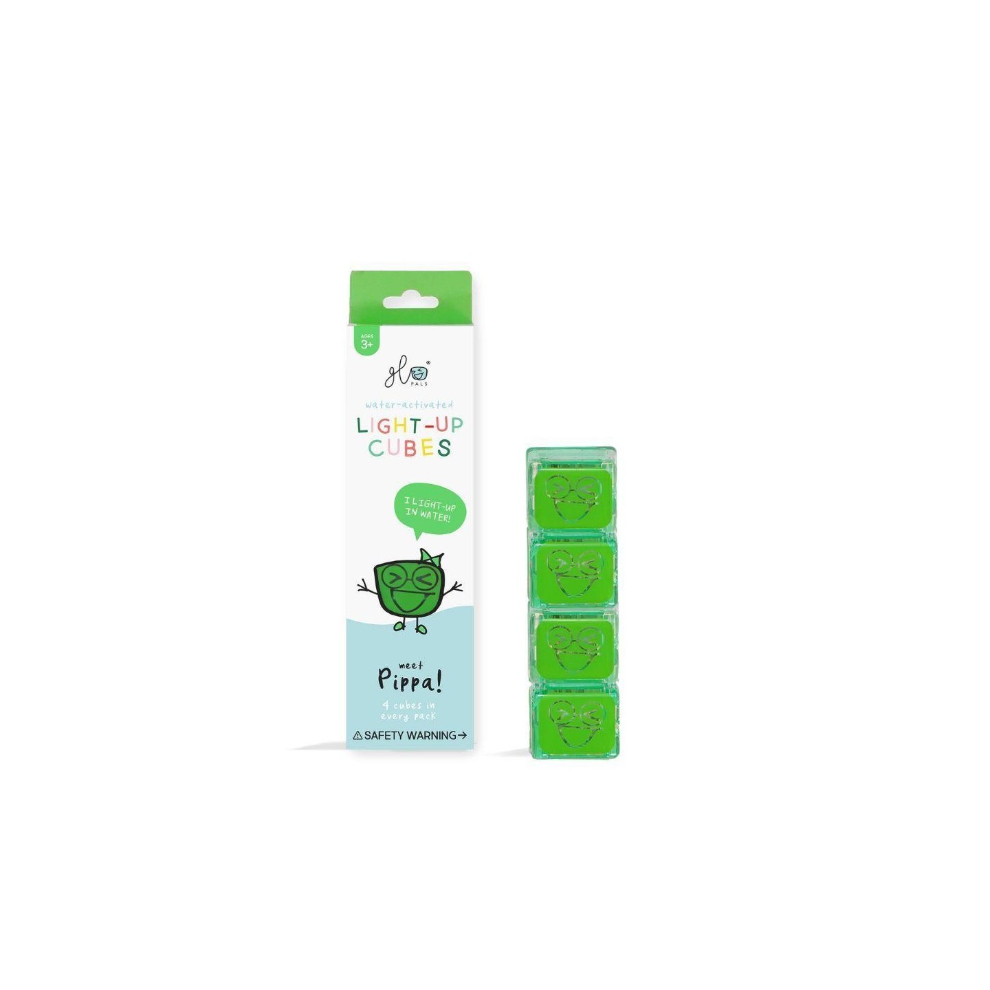 Set 4 cubos Verdes con luz Glo Pals