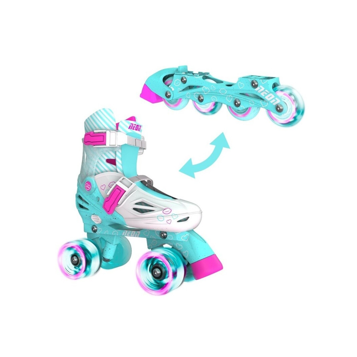 Patines Combo Neón Verde y Rosa