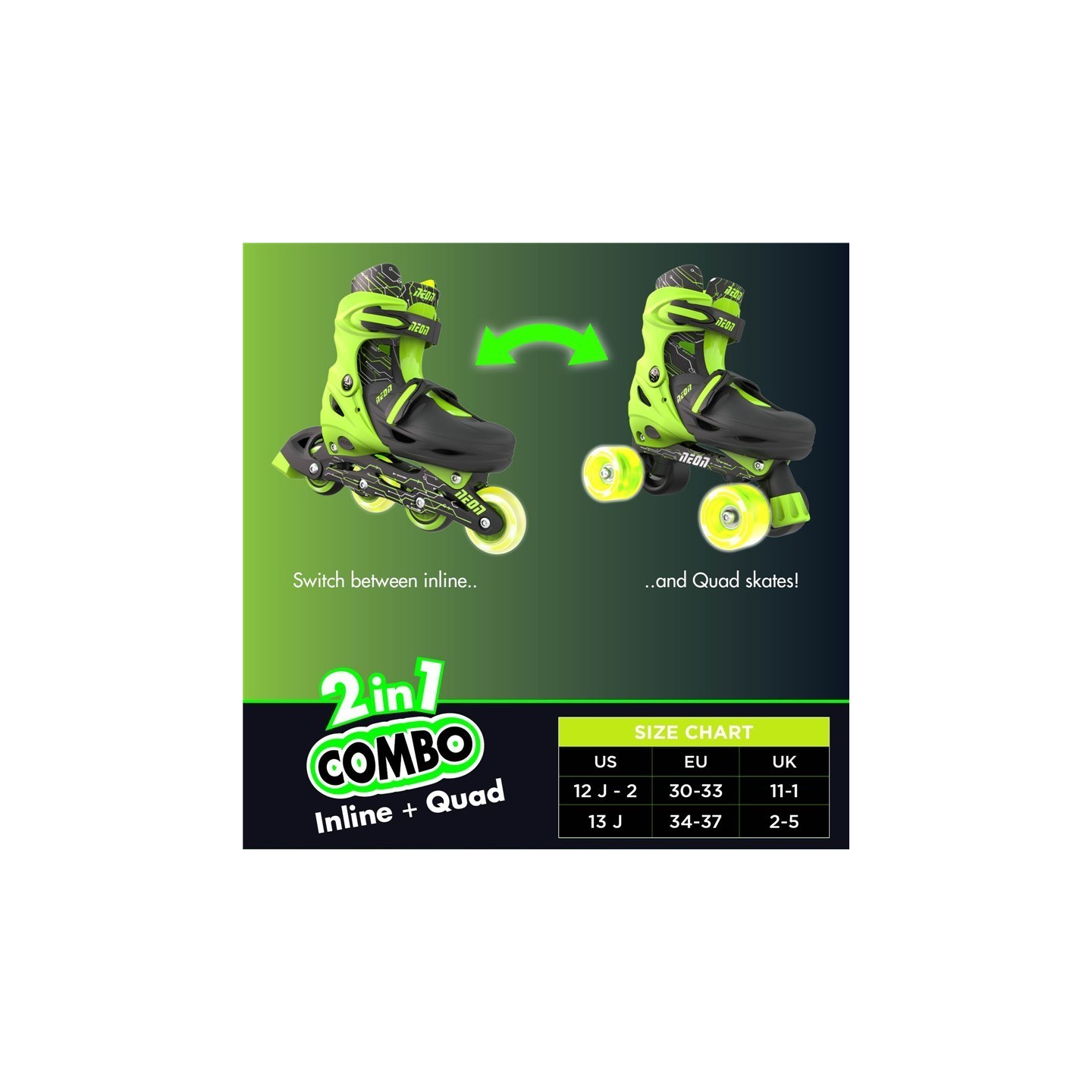 Patines Combo Neón Verde