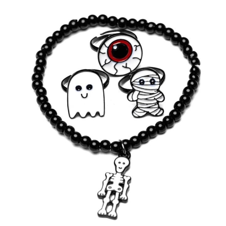 Set Pulsera y Anillos Fluorescentes Halloween