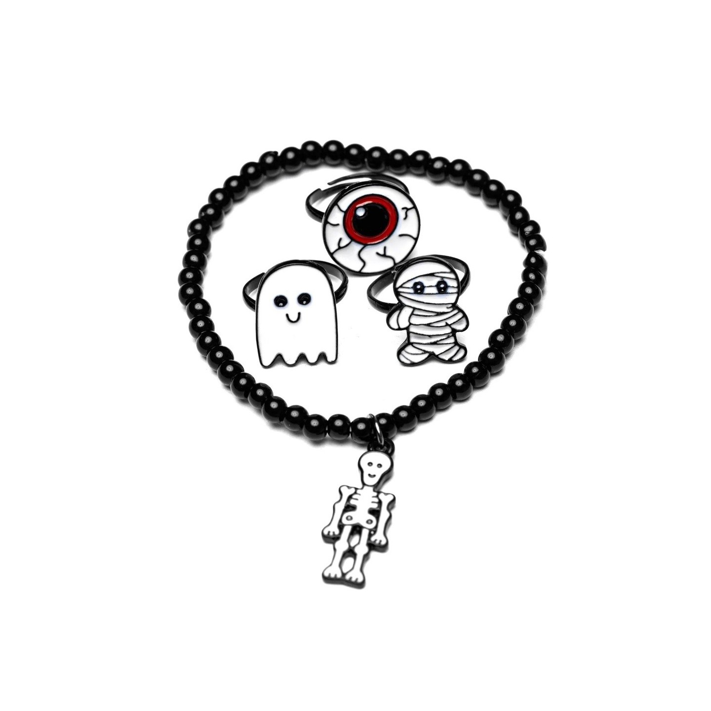 Set Pulsera y Anillos Fluorescentes Halloween