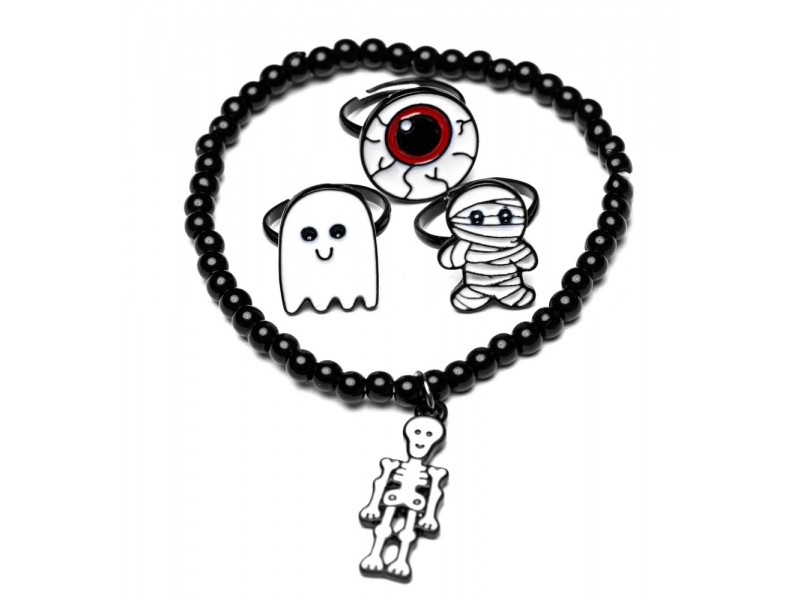 Set Pulsera y Anillos Fluorescentes Halloween