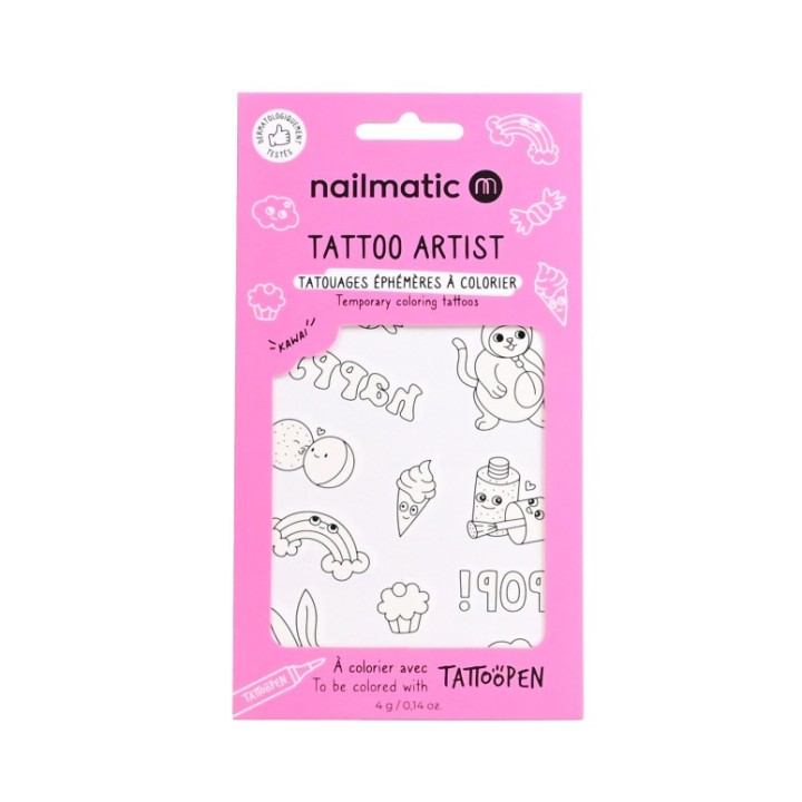 12 Tatuajes para colorear - Kawai