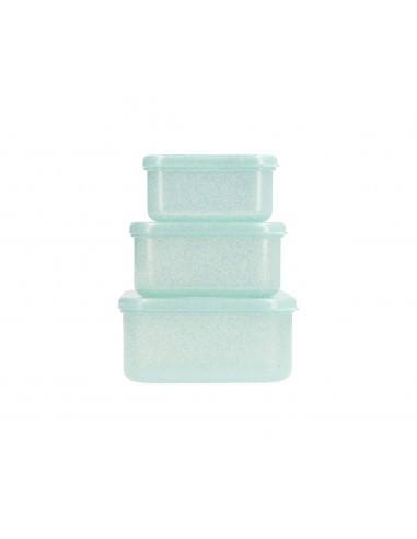 3 Cajas Almuerzo Aqua Glitter Turquoise