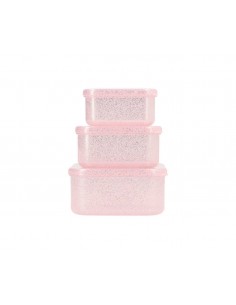 3 Cajas Almuerzo Glitter Pink