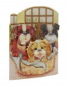 Postal 3D Cachorros en Cesta