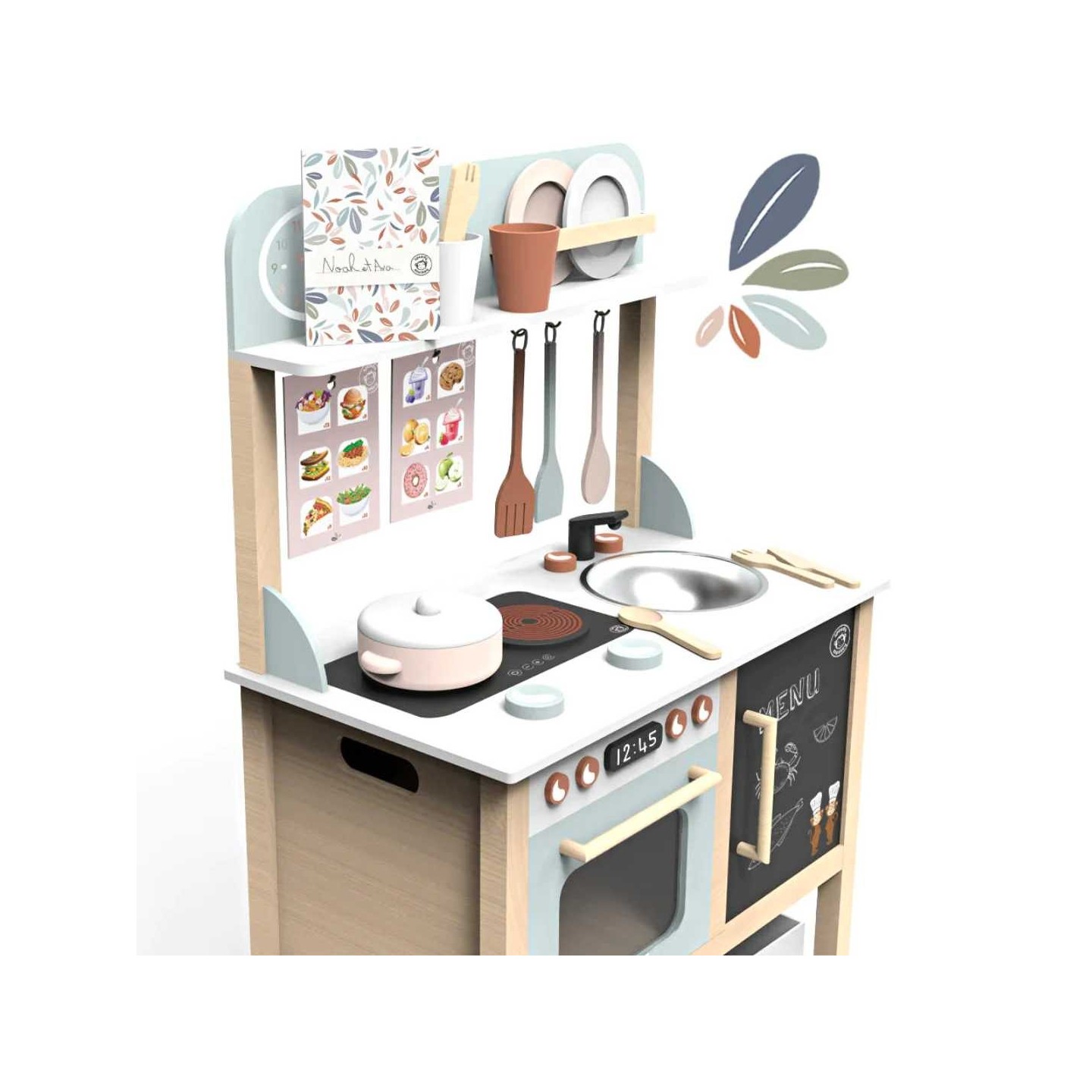 Cocina de madera con accesorios