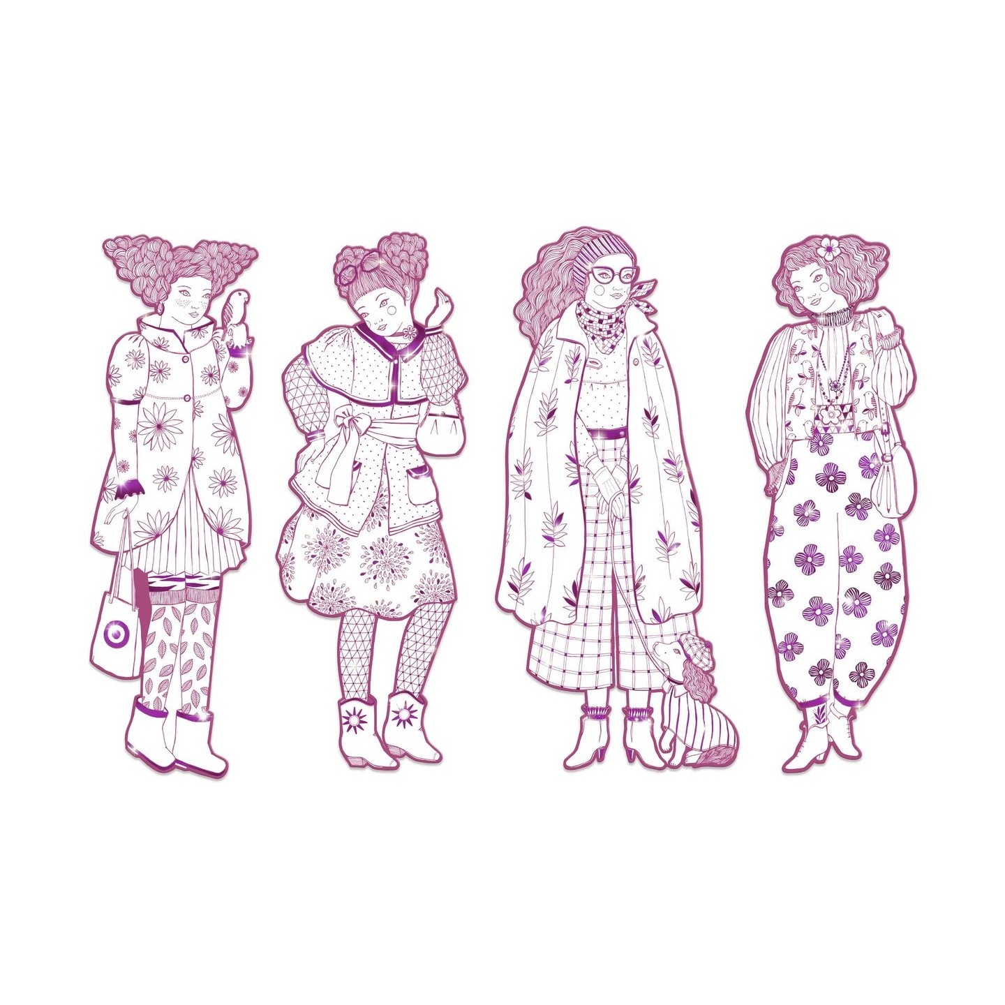 Figuras para colorear Rosemary y sus amigas