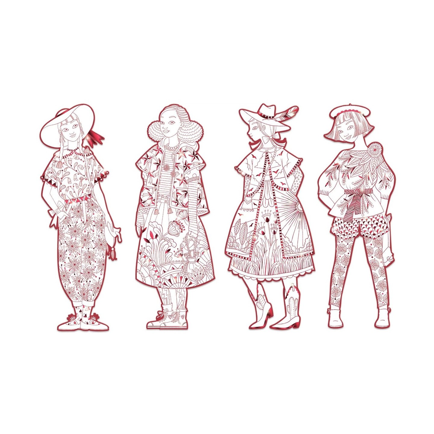 Figuras para colorear Fiodor y sus amigas