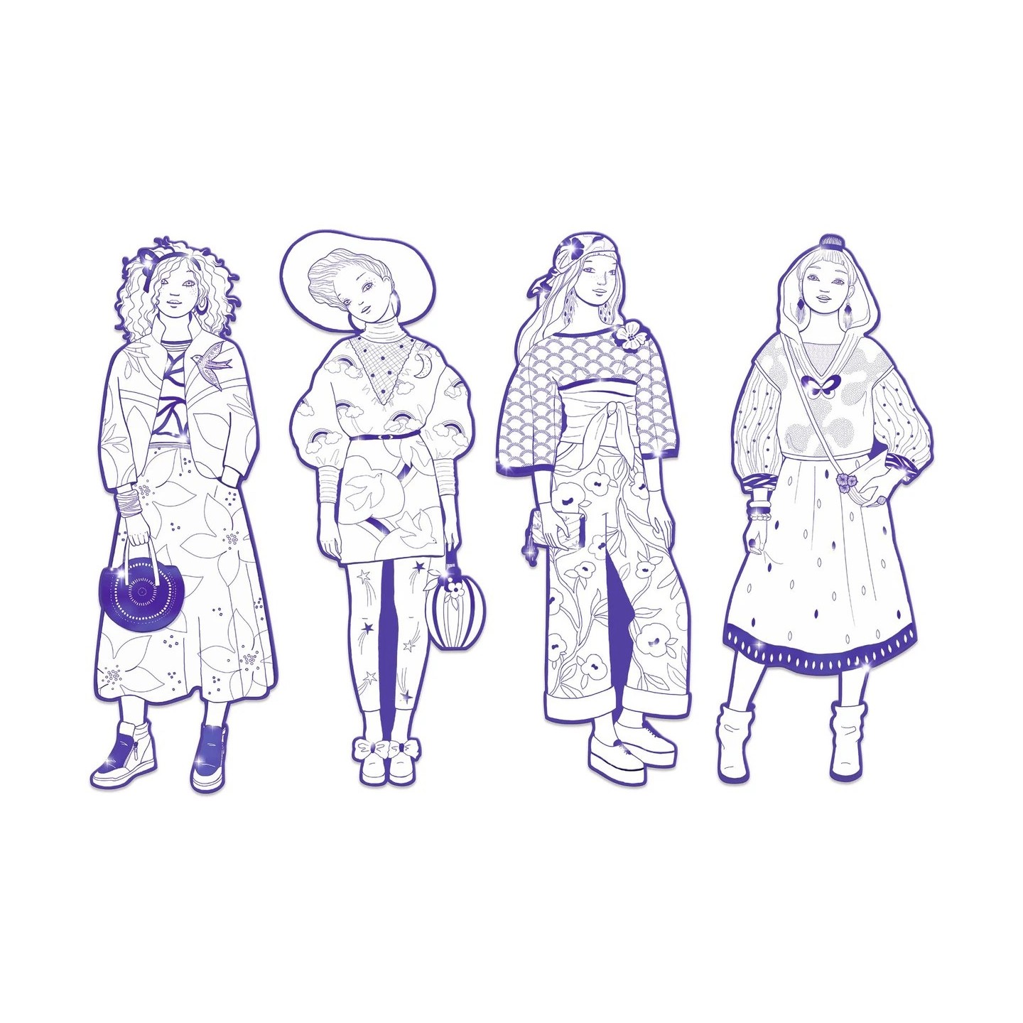 Figuras para colorear Zaho y sus amigas