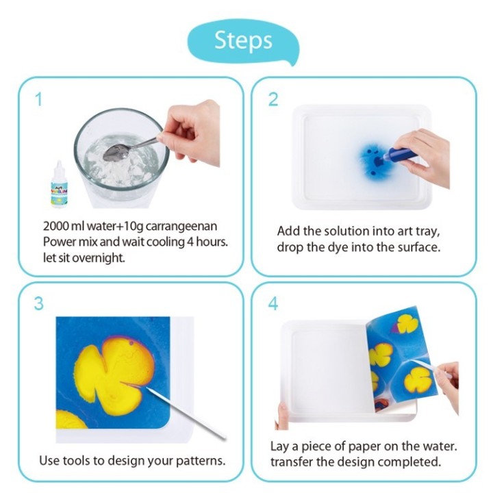 Kit 6 Pinturas Sobre Agua 'Marbling'