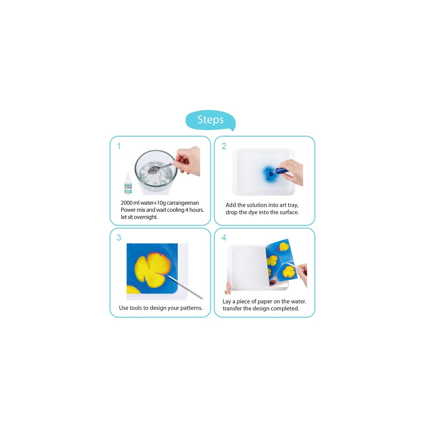 Kit 6 Pinturas Sobre Agua 'Marbling'