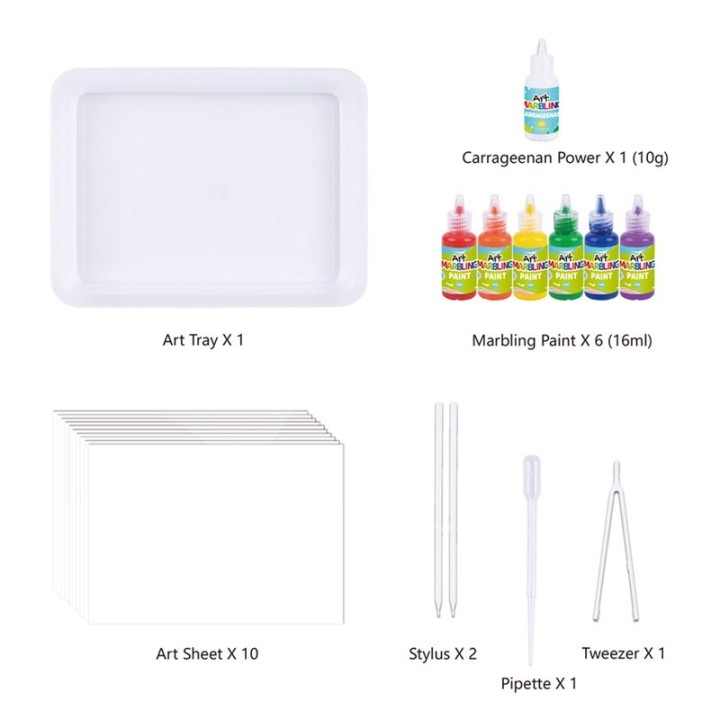 Kit 6 Pinturas Sobre Agua 'Marbling'