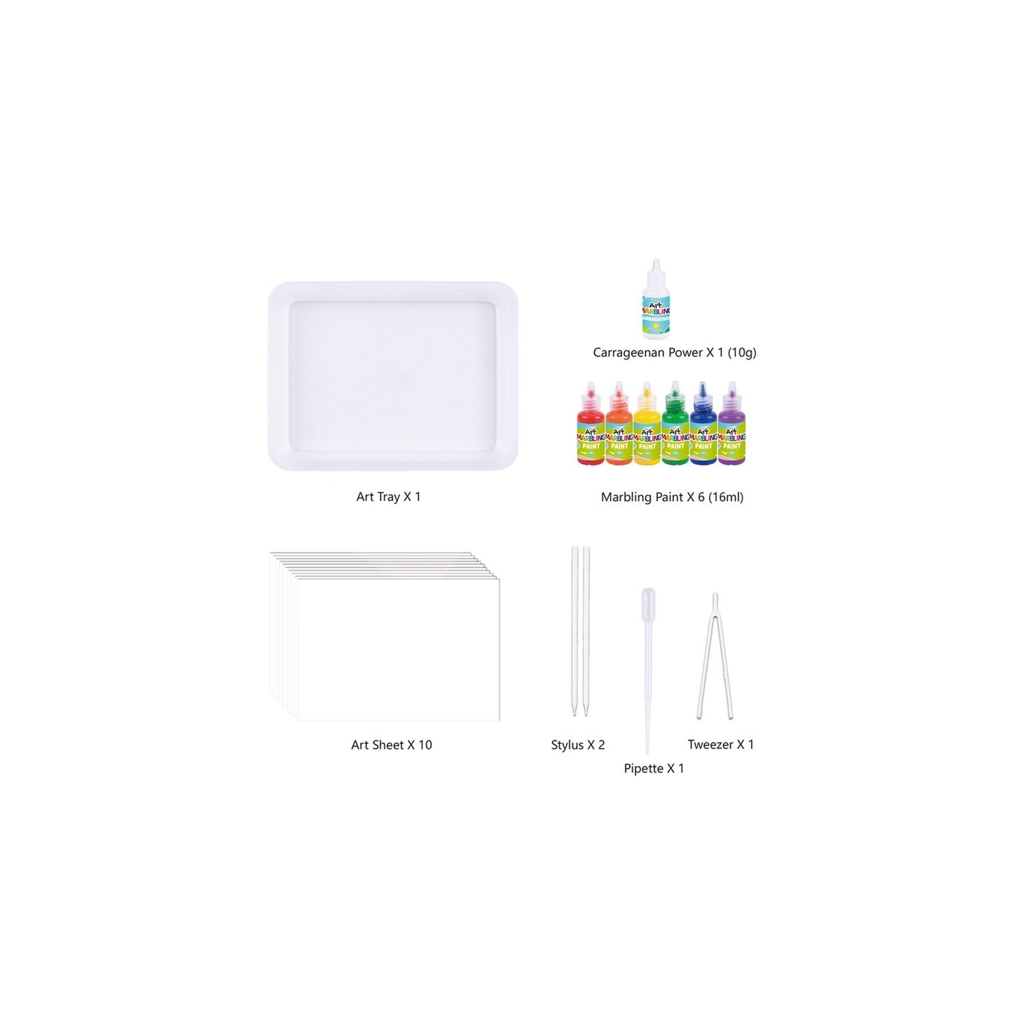 Kit 6 Pinturas Sobre Agua 'Marbling'