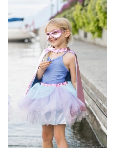 Disfraz Superheroína Rosa Metalico/Celeste 4-6 Años