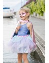 Disfraz Superheroína Rosa Metalico/Celeste 4-6 Años