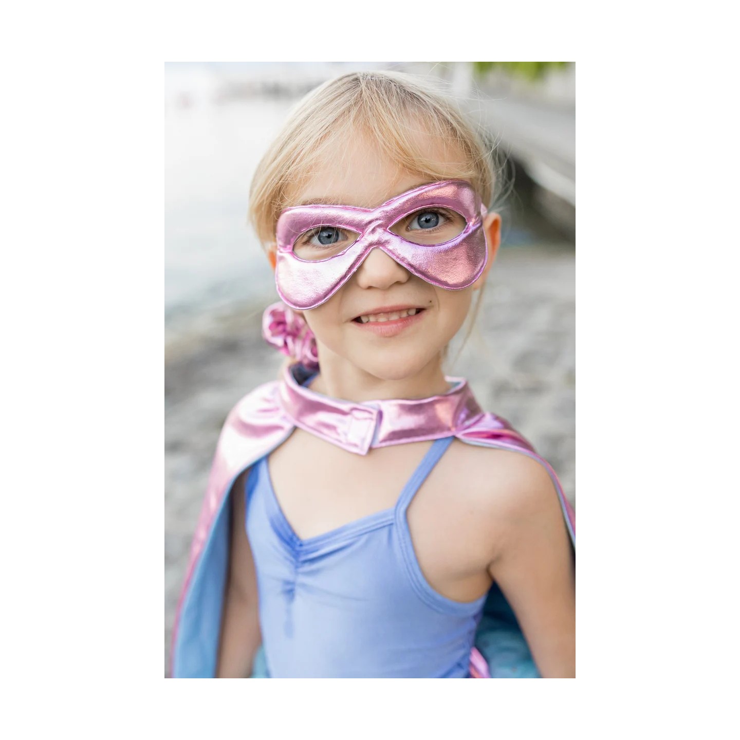 Disfraz Superheroína Rosa Metalico/Celeste 4-6 Años