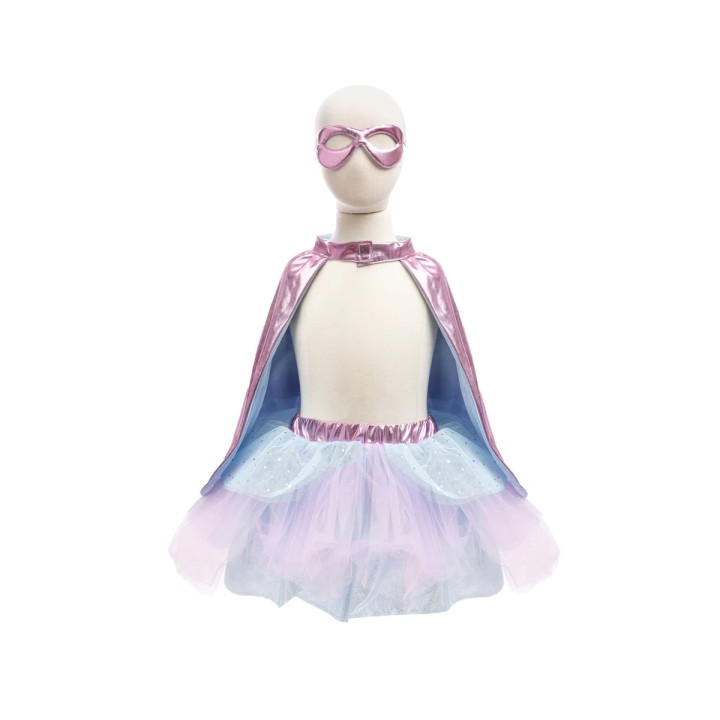 Disfraz Superheroína Rosa Metalico/Celeste 4-6 Años
