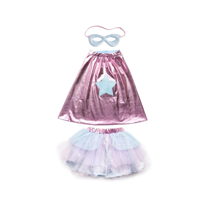 Disfraz Superheroína Rosa Metalico/Celeste 4-6 Años