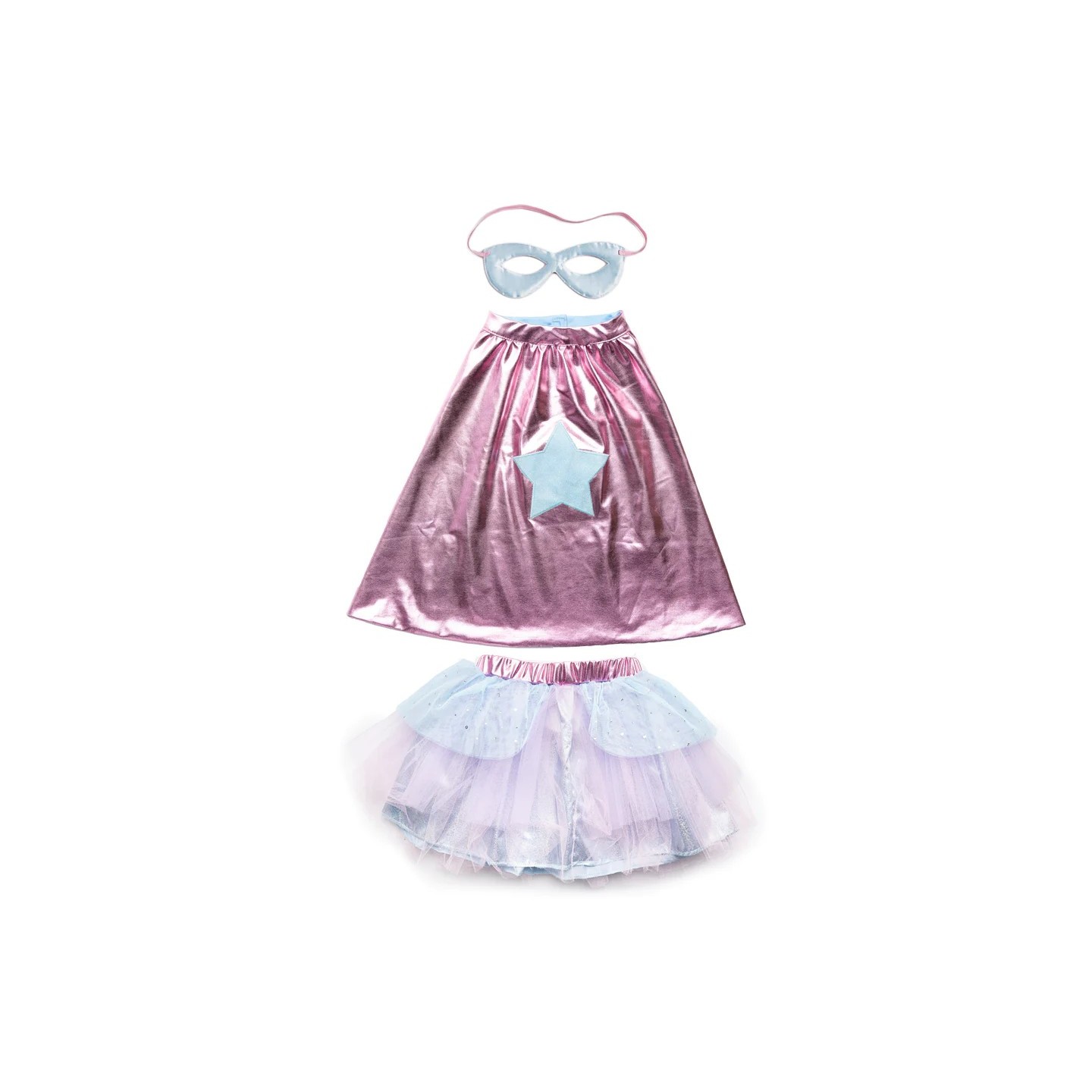 Disfraz Superheroína Rosa Metalico/Celeste 4-6 Años