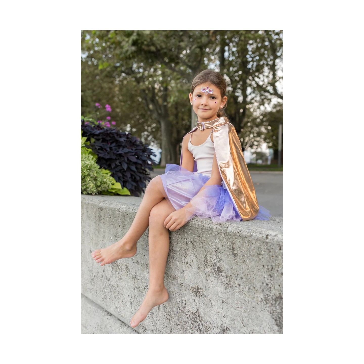Disfraz Superheroína Dorado/Lila 4-6 Años