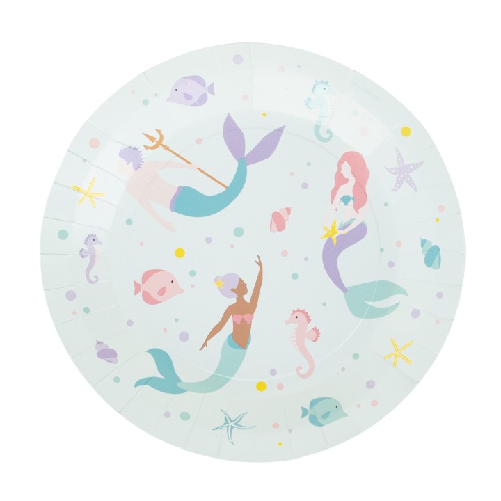 Pack 8 Platos de Papel Sirenas