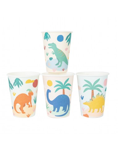 Pack 8 Vasos de Papel Dinosaurios