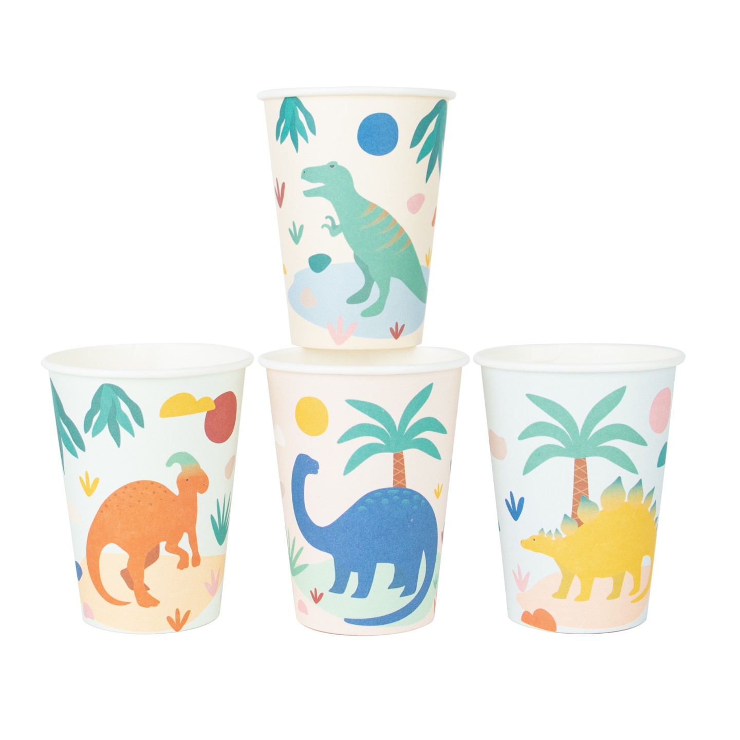 Pack 8 Vasos de Papel Dinosaurios