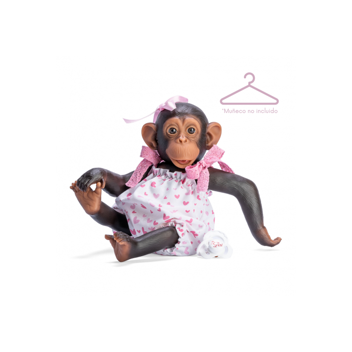 Vestido Lola La Chimpancé Pelele Corazones Lazos Rosa