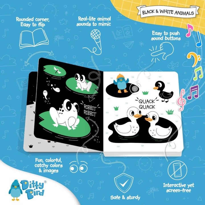 Libro Juego canta en Inglés Ditty Bird BLACK & WHITE ANIMALS