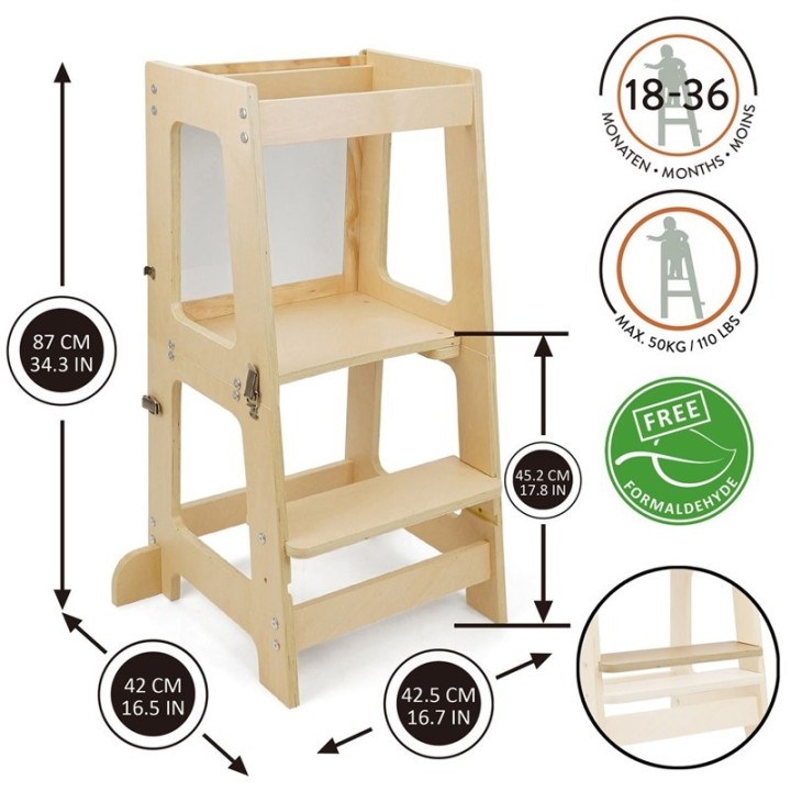 Prema 3 en 1 Torre de Aprendizaje y Mesa + Silla + Pizarra