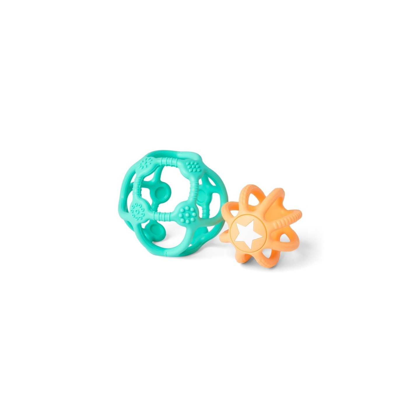 Set de 2 pelotas sensoriales de silicona Verde y Naranja