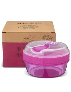 Capsula Snack doble con enfriador y cubiertos Fucsia