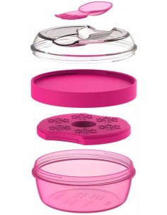 Capsula Snack doble con enfriador y cubiertos Fucsia 2