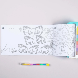 Set Bolsillo Colorear + 8 Pinturas Dinos